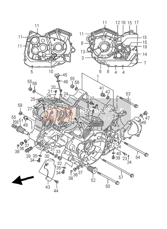 Suzuki VS1400 INTRUDER 1995 Crankcase for a 1995 Suzuki VS1400 INTRUDER