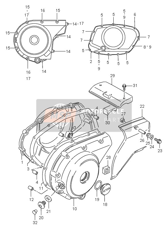 Suzuki VS800 INTRUDER 2004 Couvercle de carter pour un 2004 Suzuki VS800 INTRUDER