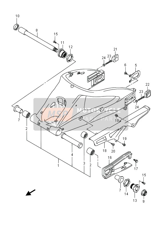 Suzuki GSX-R1000Z 2013 Rear Swing Arm (GSX-R1000) for a 2013 Suzuki GSX-R1000Z