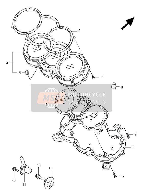 Suzuki DL1000 V-STROM 2005 Snelheidsmeter voor een 2005 Suzuki DL1000 V-STROM