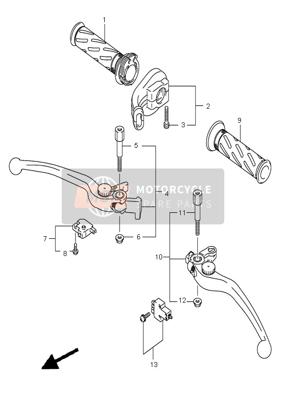 Suzuki DL1000 V-STROM 2005 Palanca de la manija para un 2005 Suzuki DL1000 V-STROM