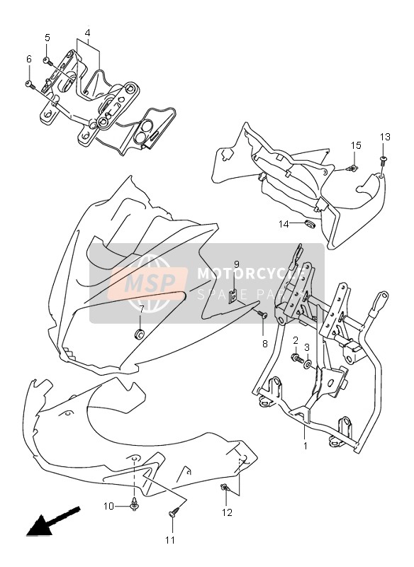 Suzuki DL1000 V-STROM 2005 Piezas de instalación del cuerpo del carenado para un 2005 Suzuki DL1000 V-STROM