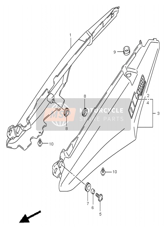 Suzuki DL1000 V-STROM 2005 Couverture de queue de siège pour un 2005 Suzuki DL1000 V-STROM