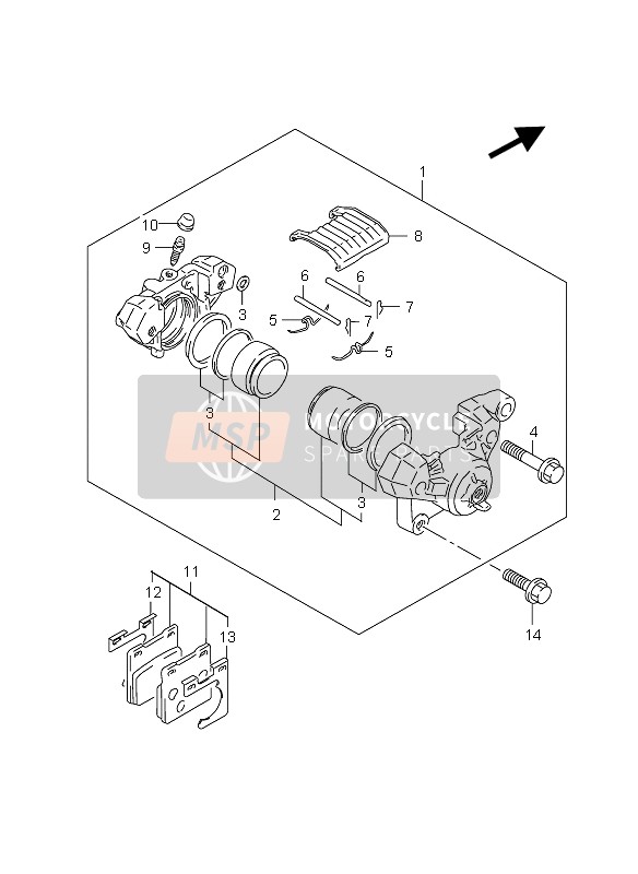 Suzuki GS500(E)(F) 2005 Remklauw achter voor een 2005 Suzuki GS500(E)(F)