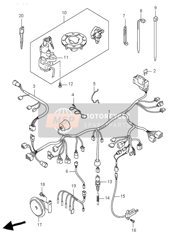 Suzuki GSF1200(N)(S)(Z)(SZ) BANDIT 2005 Wiring Harness (GSF1200S-SZ) for a 2005 Suzuki GSF1200(N)(S)(Z)(SZ) BANDIT