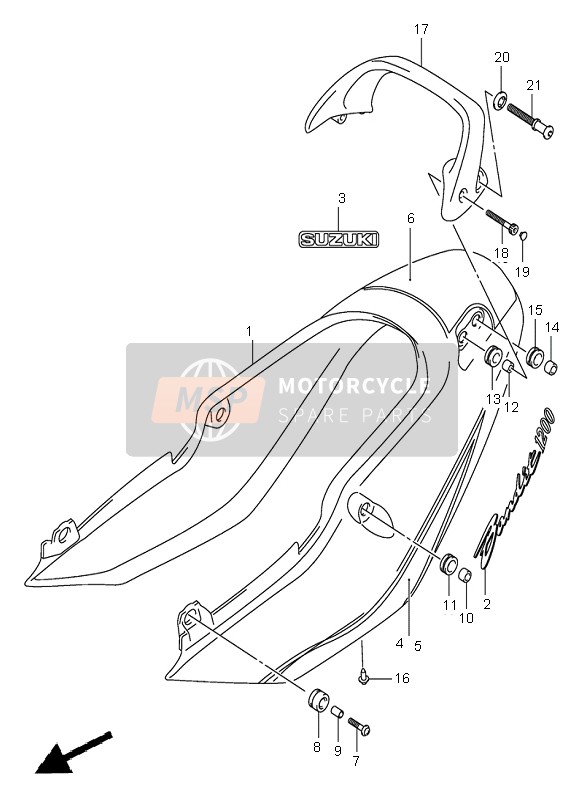 Cubierta de la cola del asiento (GSF1200Z)