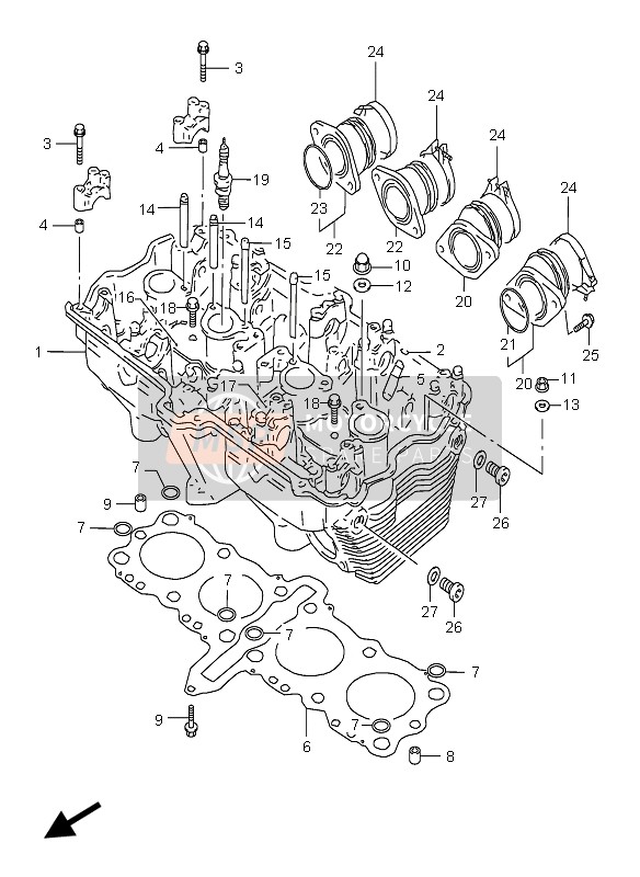 Suzuki GSX600F 2005 Cabeza de cilindro para un 2005 Suzuki GSX600F