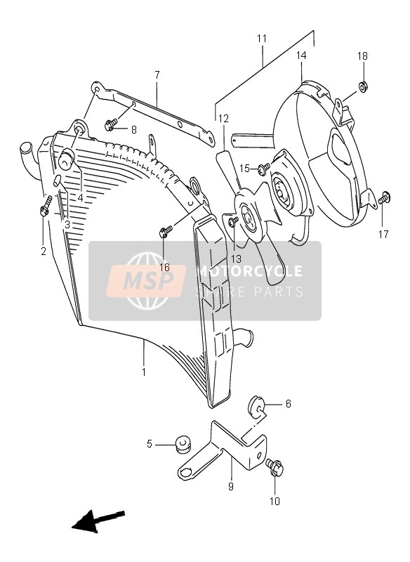 Suzuki RF900R 1998 Radiateur pour un 1998 Suzuki RF900R