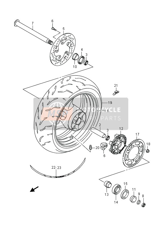 Suzuki GSX-R1000Z 2013 Rear Wheel (GSX-R1000ZUF) for a 2013 Suzuki GSX-R1000Z