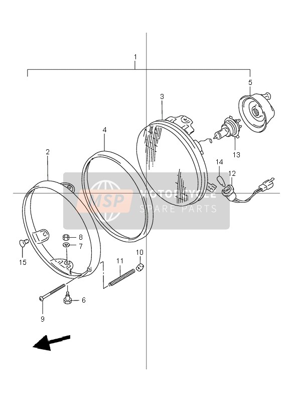 Suzuki GSX1200 INAZUMA 1999 Headlamp for a 1999 Suzuki GSX1200 INAZUMA