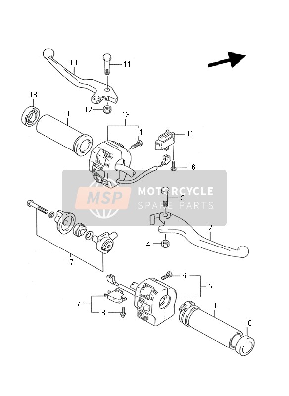 Suzuki VS1400 INTRUDER 1995 Handle Switch for a 1995 Suzuki VS1400 INTRUDER