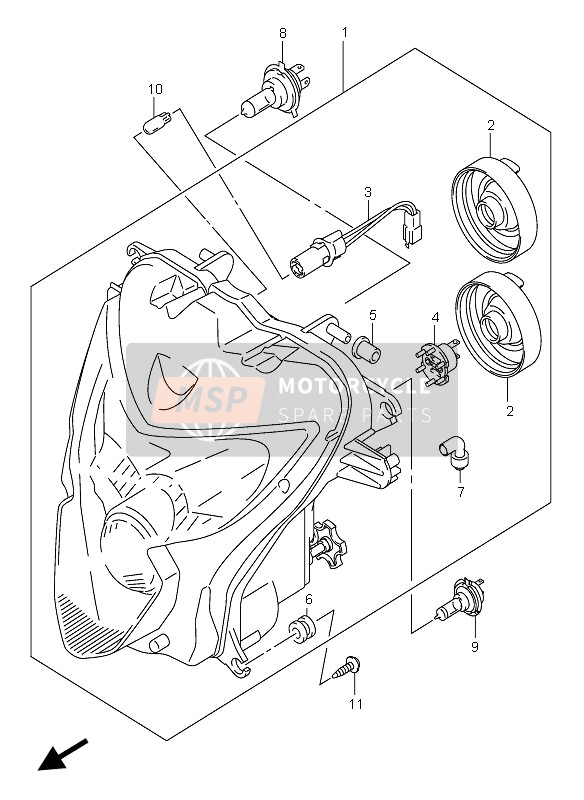 Suzuki GSX-R600(X) 2005 Headlamp (E2-E19) for a 2005 Suzuki GSX-R600(X)