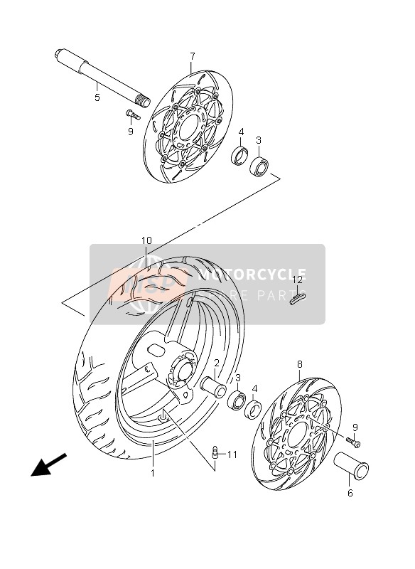 Suzuki GSX-R600(X) 2005 Front Wheel (GSX-R600X) for a 2005 Suzuki GSX-R600(X)