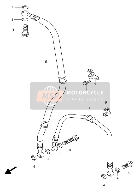 Suzuki GSX-R600(X) 2005 Manguera de freno delantero para un 2005 Suzuki GSX-R600(X)