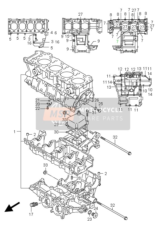 Suzuki GSX-R750(X) 2005 Caja Del Cigüeñal para un 2005 Suzuki GSX-R750(X)