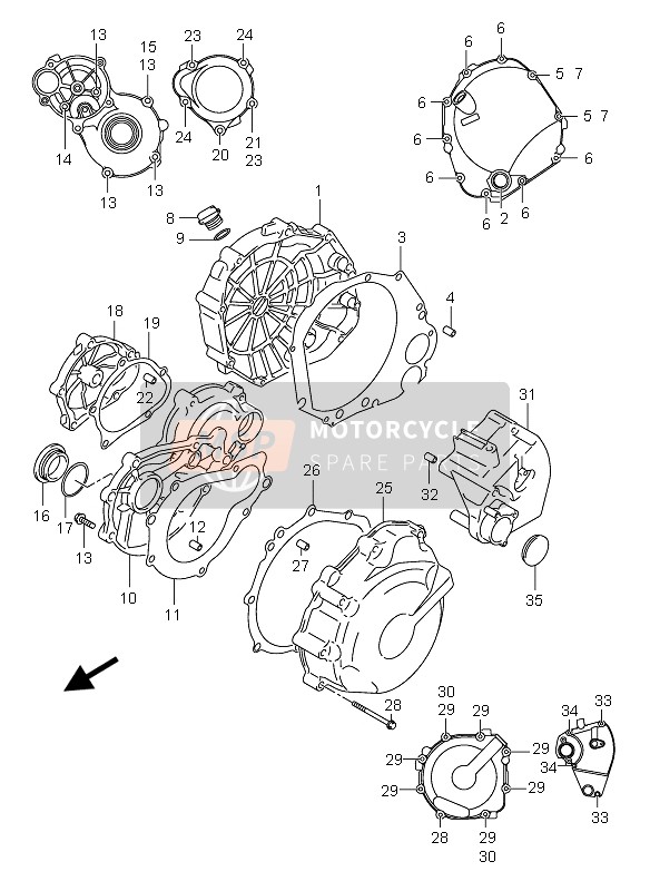 Suzuki GSX-R750(X) 2005 Tapa del cárter para un 2005 Suzuki GSX-R750(X)