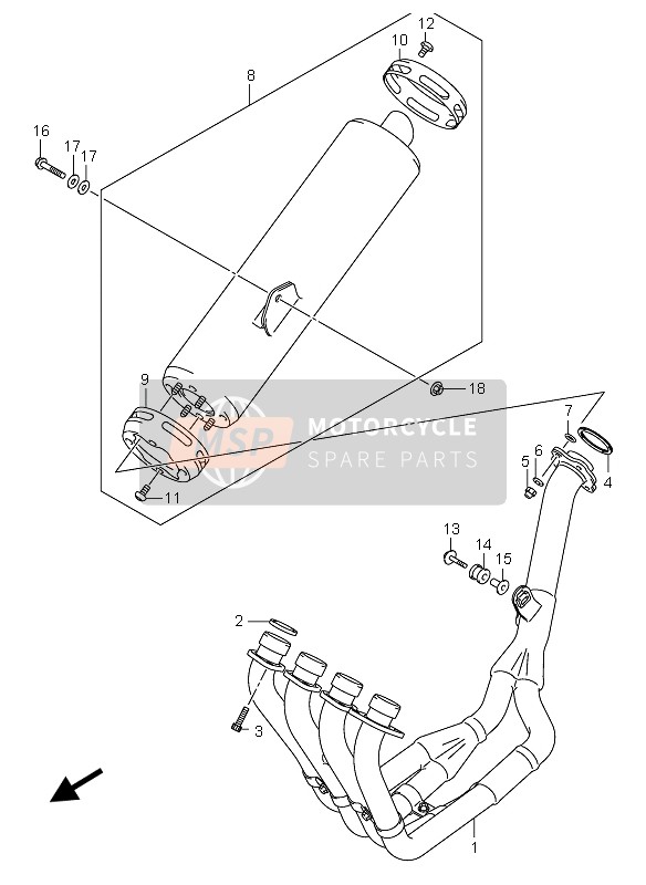 Suzuki GSX-R750(X) 2005 Muffler for a 2005 Suzuki GSX-R750(X)