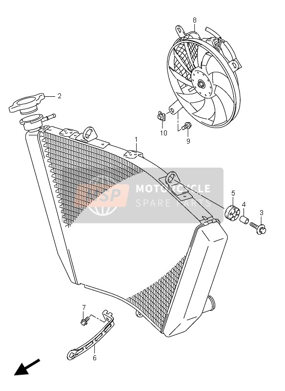 Suzuki GSX-R750(X) 2005 Radiator voor een 2005 Suzuki GSX-R750(X)