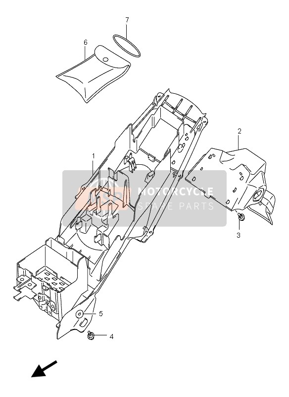 Suzuki GSX-R750(X) 2005 Achterspatbord voor een 2005 Suzuki GSX-R750(X)