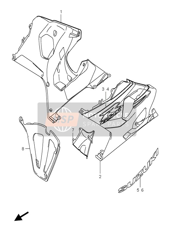 9440830G20YBD, Cowl, Under Lh (White), Suzuki, 0