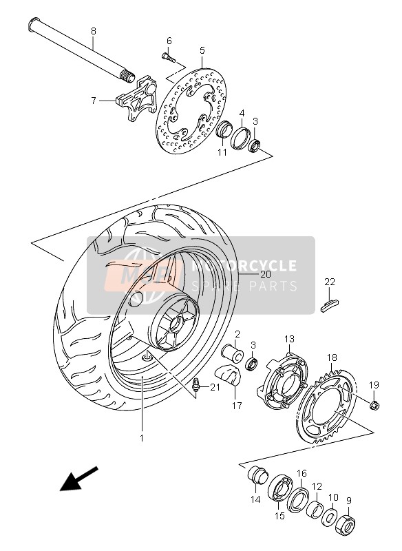 Suzuki GSX-R750(X) 2005 Rear Wheel (GSX-R750) for a 2005 Suzuki GSX-R750(X)