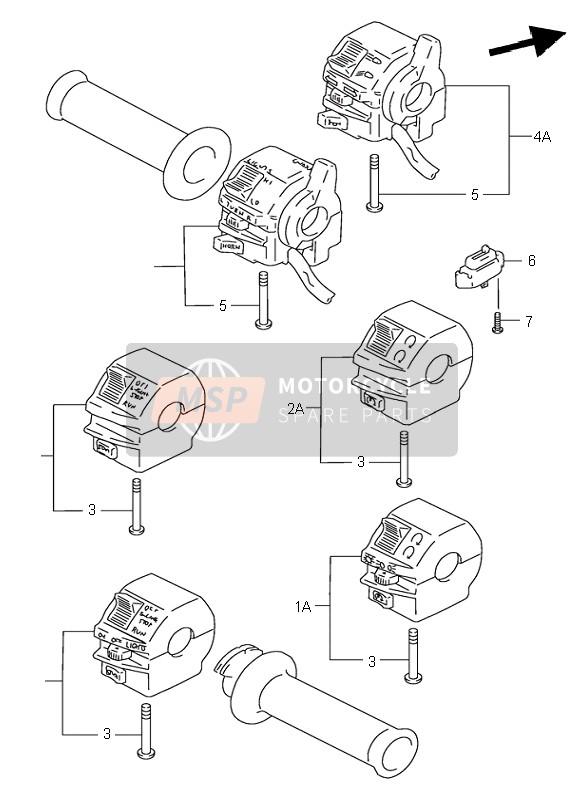 Suzuki RF900R 1998 Interruptor de manija para un 1998 Suzuki RF900R