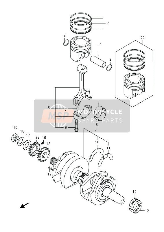 1222948H100D0, Bearing, Crankshaft (Yellow), Suzuki, 1