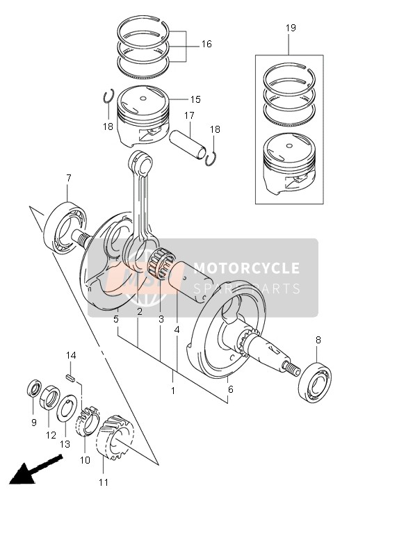 Suzuki RV125 VANVAN 2005 Crankshaft for a 2005 Suzuki RV125 VANVAN