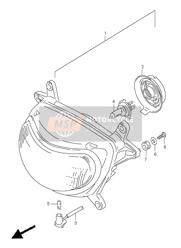 Suzuki XF650 FREEWIND 1997 Lampe Frontale (E2-E24) pour un 1997 Suzuki XF650 FREEWIND