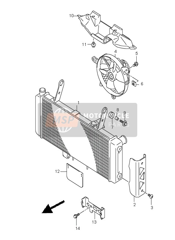 Suzuki SV650(N)(S) 2005 Radiator voor een 2005 Suzuki SV650(N)(S)