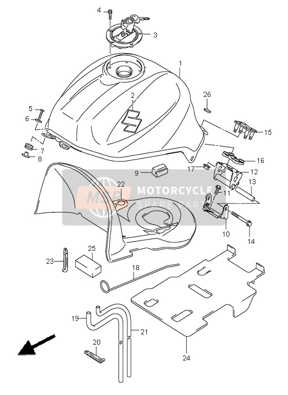 Suzuki SV650(N)(S) 2005 Benzinetank voor een 2005 Suzuki SV650(N)(S)