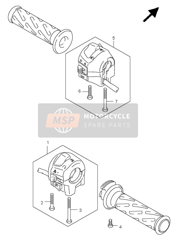 Suzuki SV1000(N)(S) 2005 Interruptor de manija (SV1000-U1-U2) para un 2005 Suzuki SV1000(N)(S)