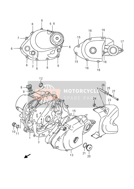 Suzuki RV125 VANVAN 2013 Tapa del cárter para un 2013 Suzuki RV125 VANVAN