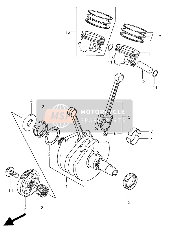 Suzuki VS800 INTRUDER 2005 Crankshaft for a 2005 Suzuki VS800 INTRUDER