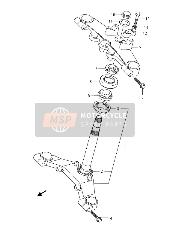 Suzuki RV125 VANVAN 2013 Vástago de dirección para un 2013 Suzuki RV125 VANVAN