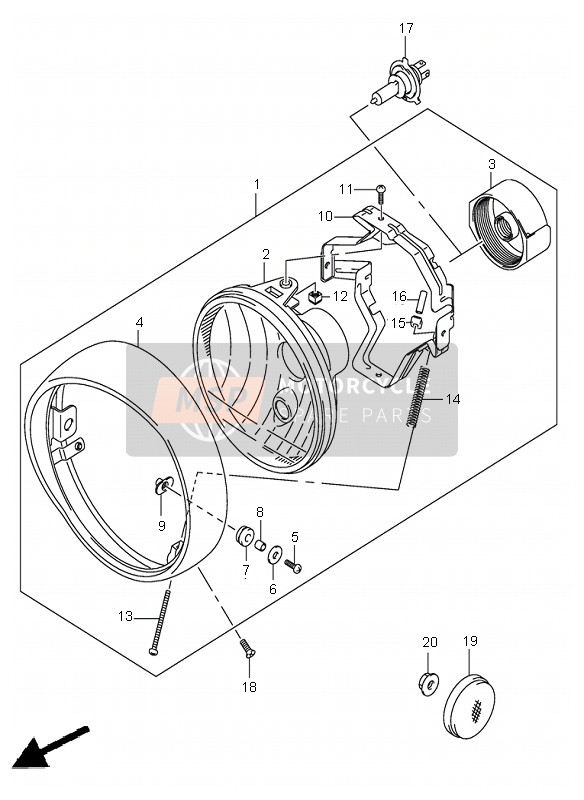 Suzuki VL800(Z) VOLUSIA 2005 Headlamp Assembly (E24) for a 2005 Suzuki VL800(Z) VOLUSIA