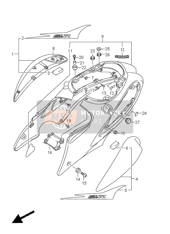 4721015H10YKZ, Cover, Frame Lh (Blue), Suzuki, 1