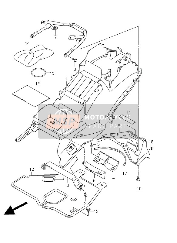 Suzuki GSX1300R HAYABUSA 2011 Guardabarros trasero para un 2011 Suzuki GSX1300R HAYABUSA