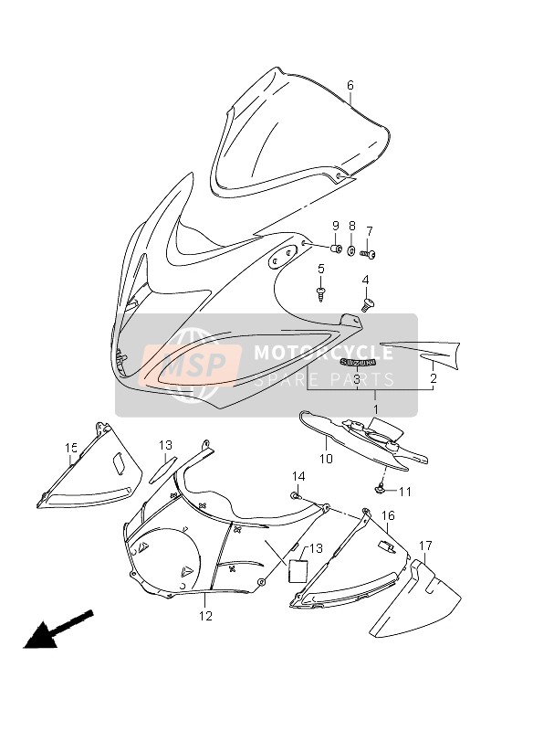 Suzuki GSX1300R HAYABUSA 2011 Carenatura del corpo (GSX1300R E24) per un 2011 Suzuki GSX1300R HAYABUSA