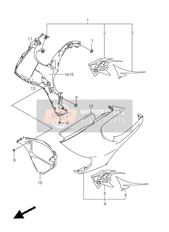 9445015H214CX, Cowling, Side Rh (Black), Suzuki, 0