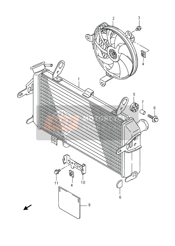 Suzuki SFV650(A) GLADIUS 2013 Termosifone per un 2013 Suzuki SFV650(A) GLADIUS