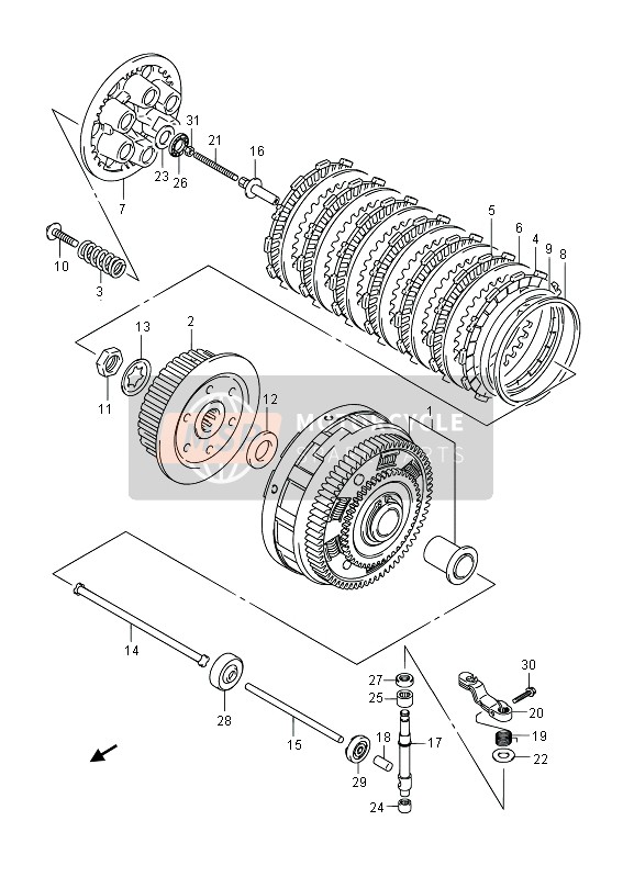 Suzuki SFV650(A) GLADIUS 2013 Embrayage pour un 2013 Suzuki SFV650(A) GLADIUS