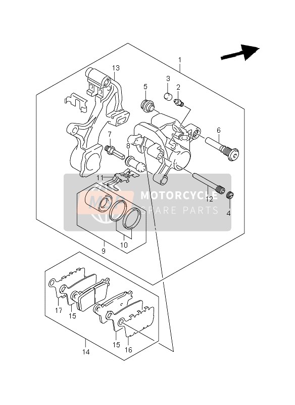 Suzuki GSX-R600 2011 BREMSSATTEL HINTEN für ein 2011 Suzuki GSX-R600