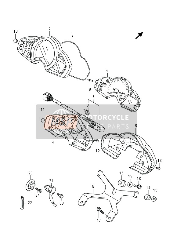 Suzuki SFV650(A) GLADIUS 2013 Snelheidsmeter (SFV650U) voor een 2013 Suzuki SFV650(A) GLADIUS