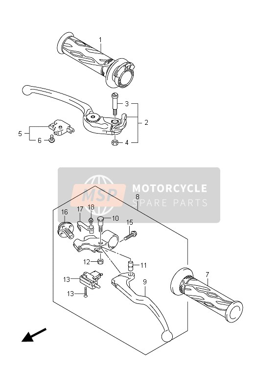 Suzuki GSX-R1000 2011 Handvat Hendel voor een 2011 Suzuki GSX-R1000