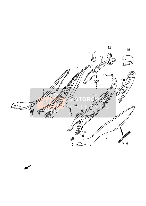 4731144H00291, Cover, Rear Center Rh  (Black), Suzuki, 1