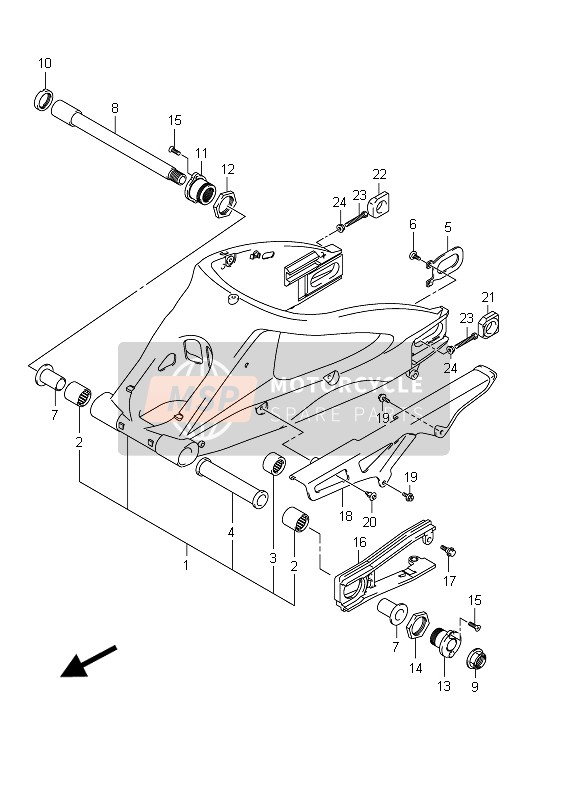 Suzuki GSX-R1000 2011 Braccio oscillante posteriore per un 2011 Suzuki GSX-R1000