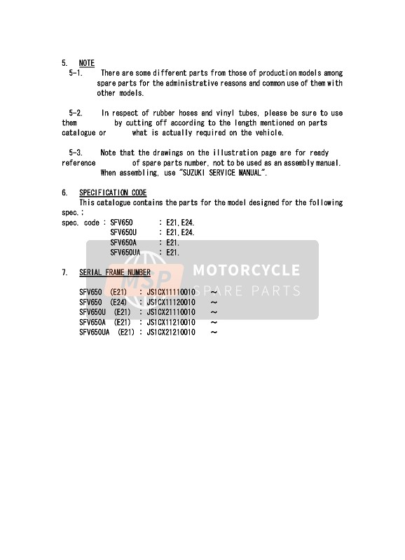 Suzuki SFV650(A) GLADIUS 2011 Preface 2 for a 2011 Suzuki SFV650(A) GLADIUS