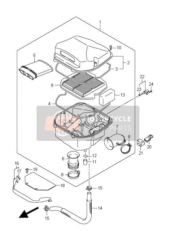 Suzuki SFV650(A) GLADIUS 2011 Air Cleaner for a 2011 Suzuki SFV650(A) GLADIUS