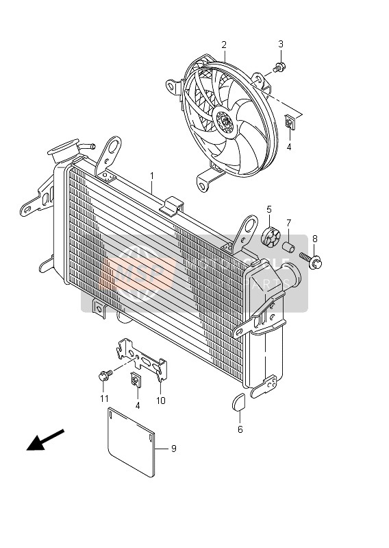 Suzuki SFV650(A) GLADIUS 2011 Radiator for a 2011 Suzuki SFV650(A) GLADIUS